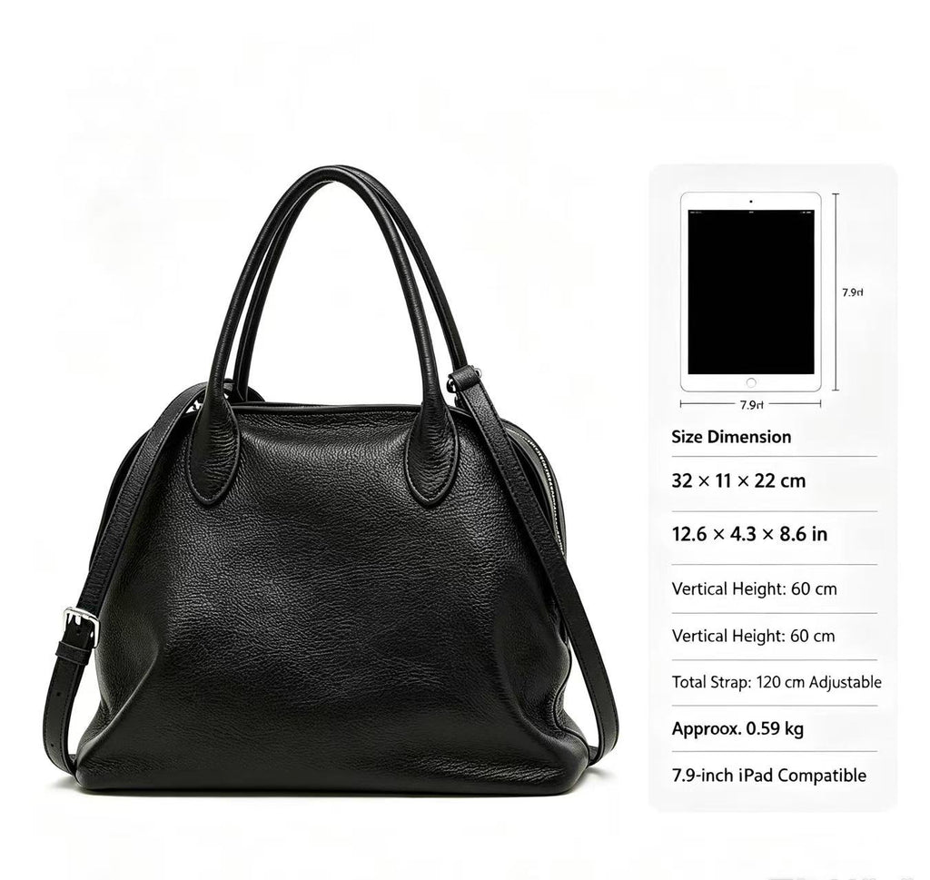 Classic Leather Handbag with Long Strap
