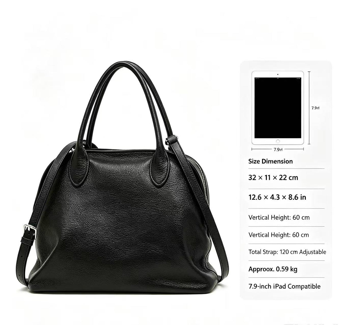 Classic Leather Handbag with Long Strap