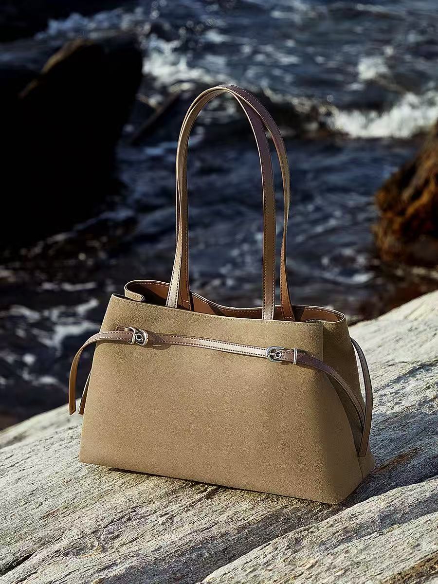 Suede-Effect Leather Tote