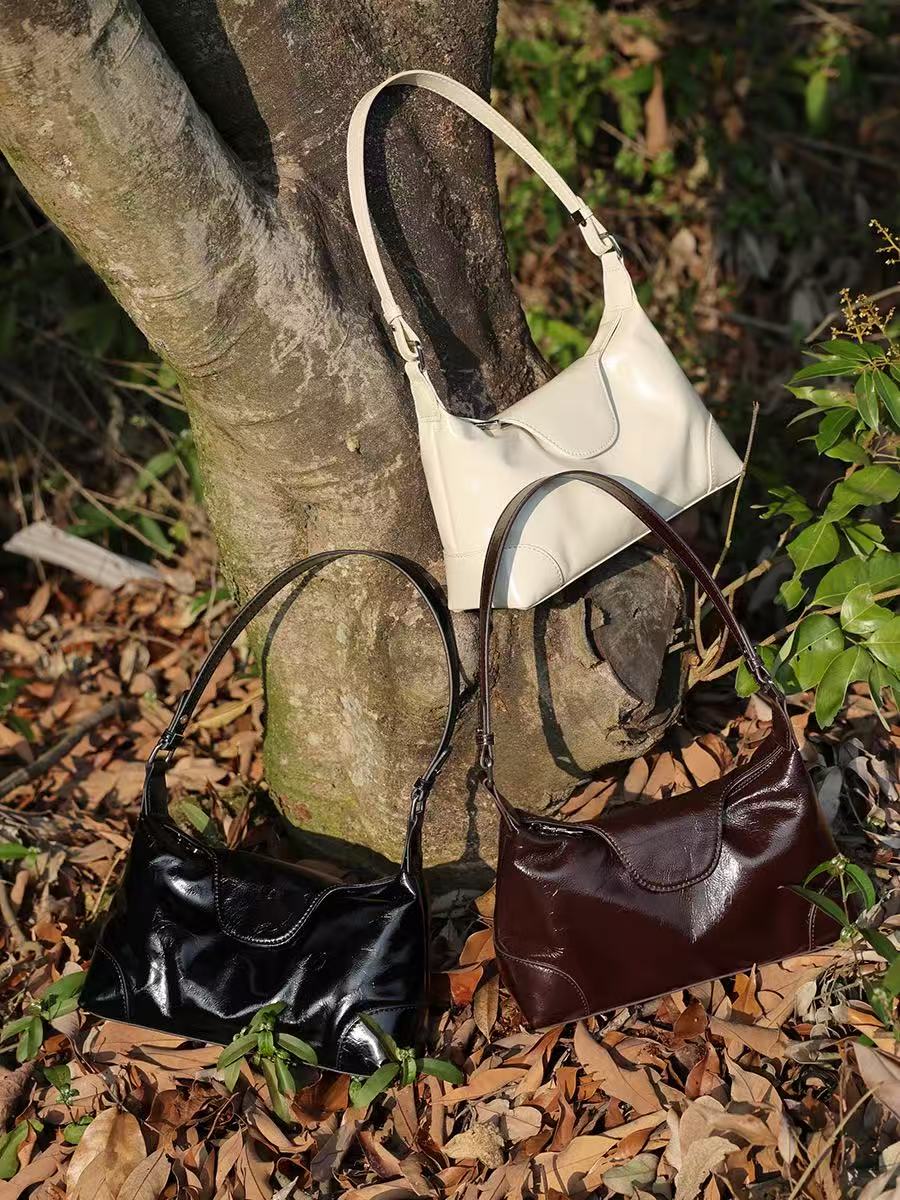 Glossy Leather Shoulder Bag