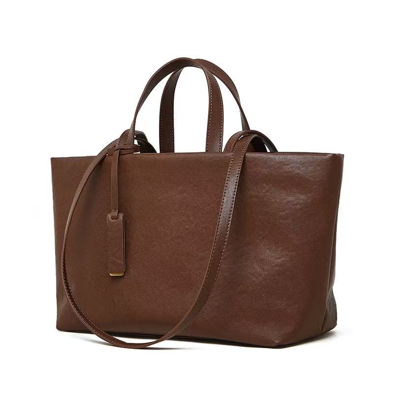 Leather Snap-Top Work Tote