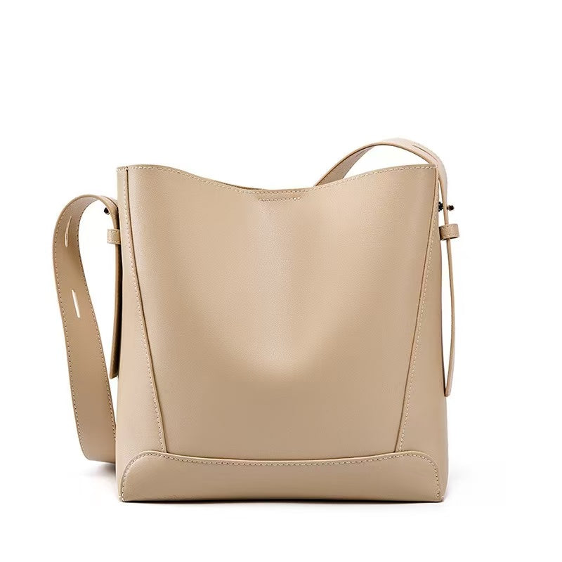 Minimal Leather Bucket Tote