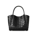 Woven Leather Tote with Detachable Strap