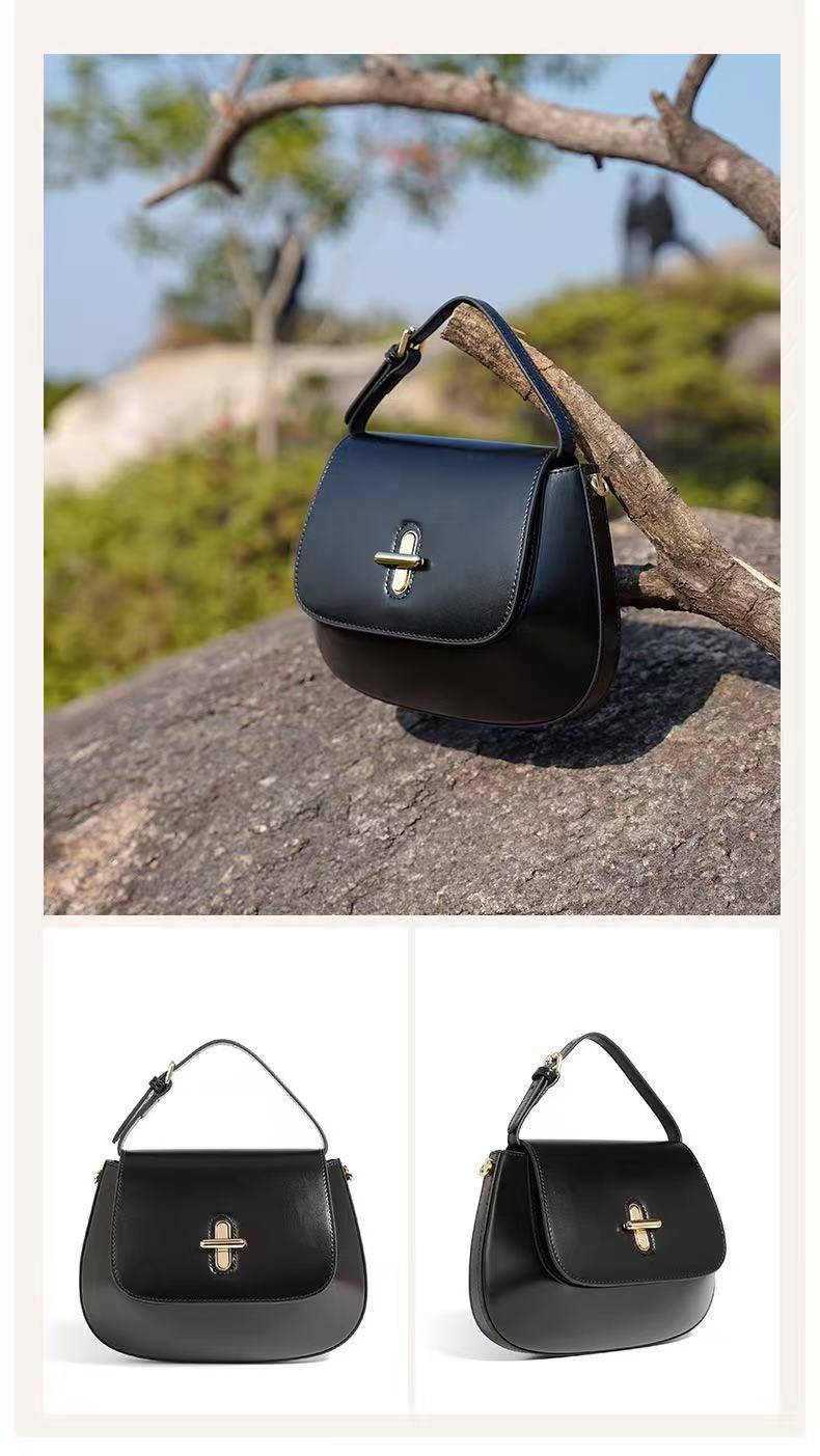 Slim Leather Saddle Crossbody Bag