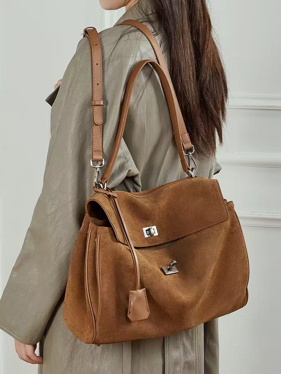 Leather Flap Handbag in Two Sizes