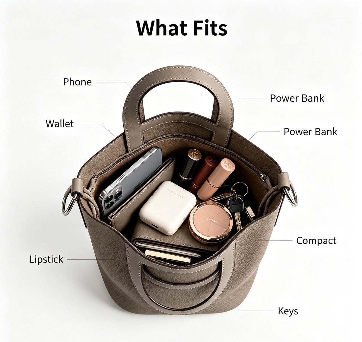 Leather Drawstring Bucket Handbag