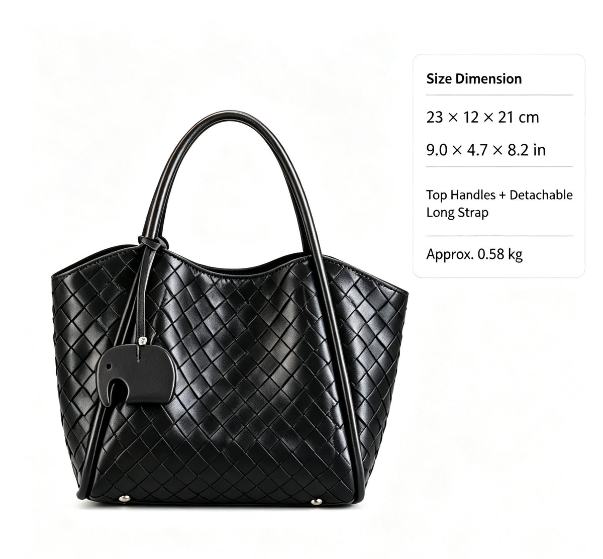 Woven Leather Tote with Detachable Strap