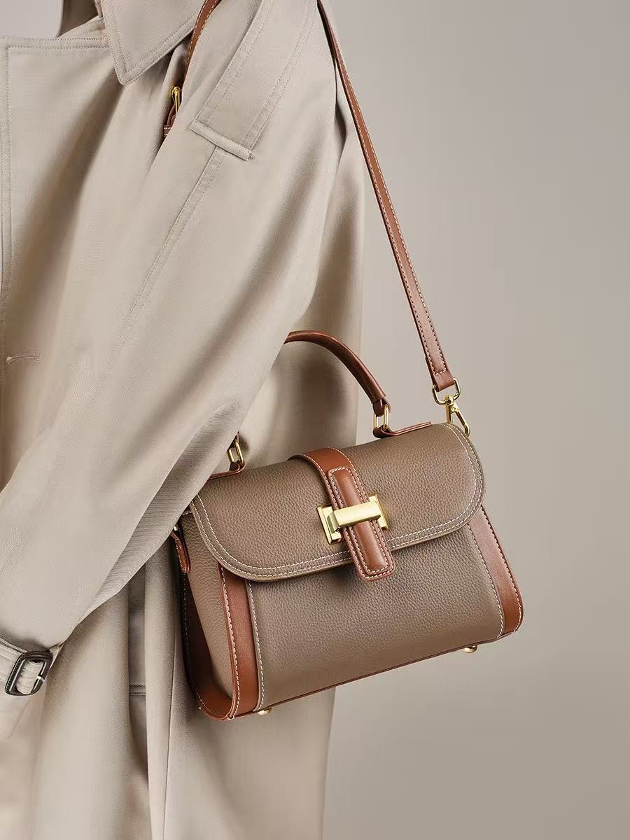 Color-Block Leather Satchel