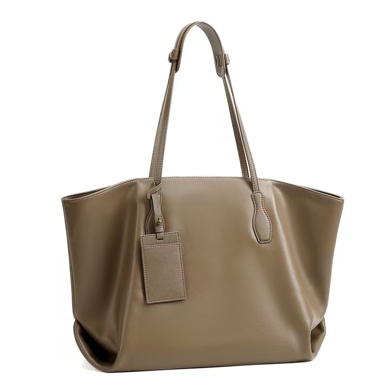 Large Leather Work Tote with Interior Pockets