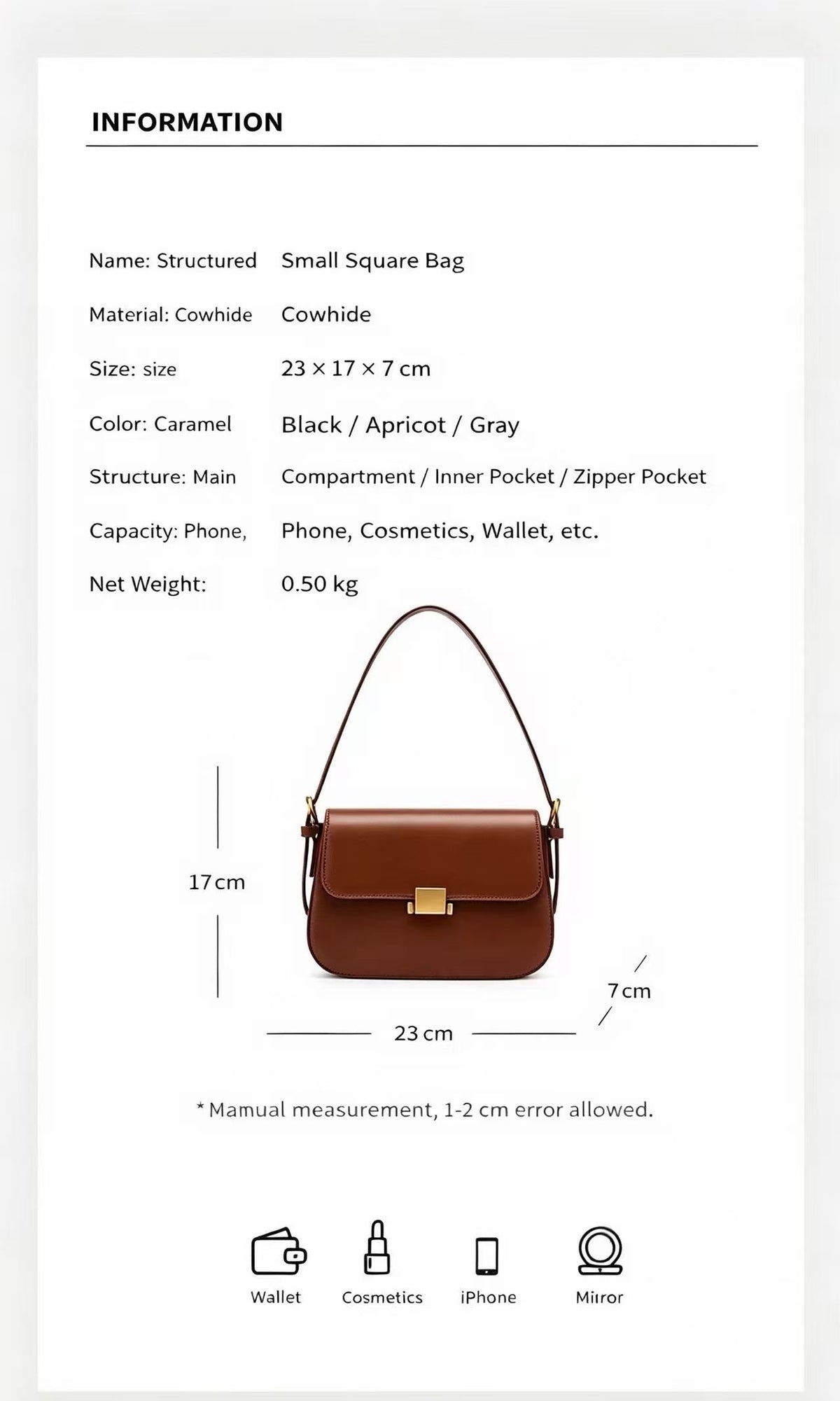 Structured Leather Shoulder Bag