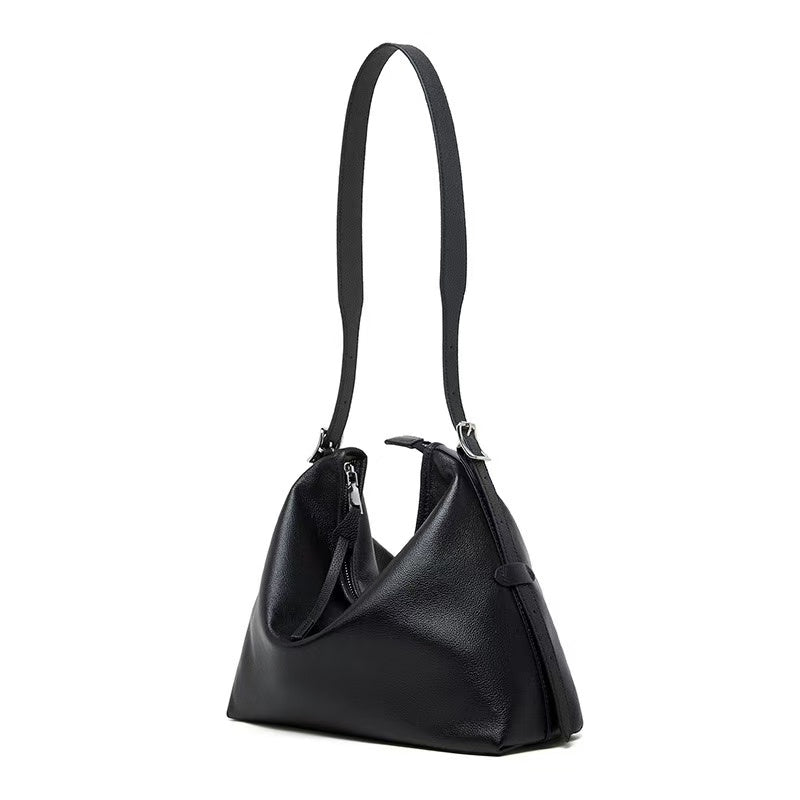 Slim-Strap Leather Hobo Bag