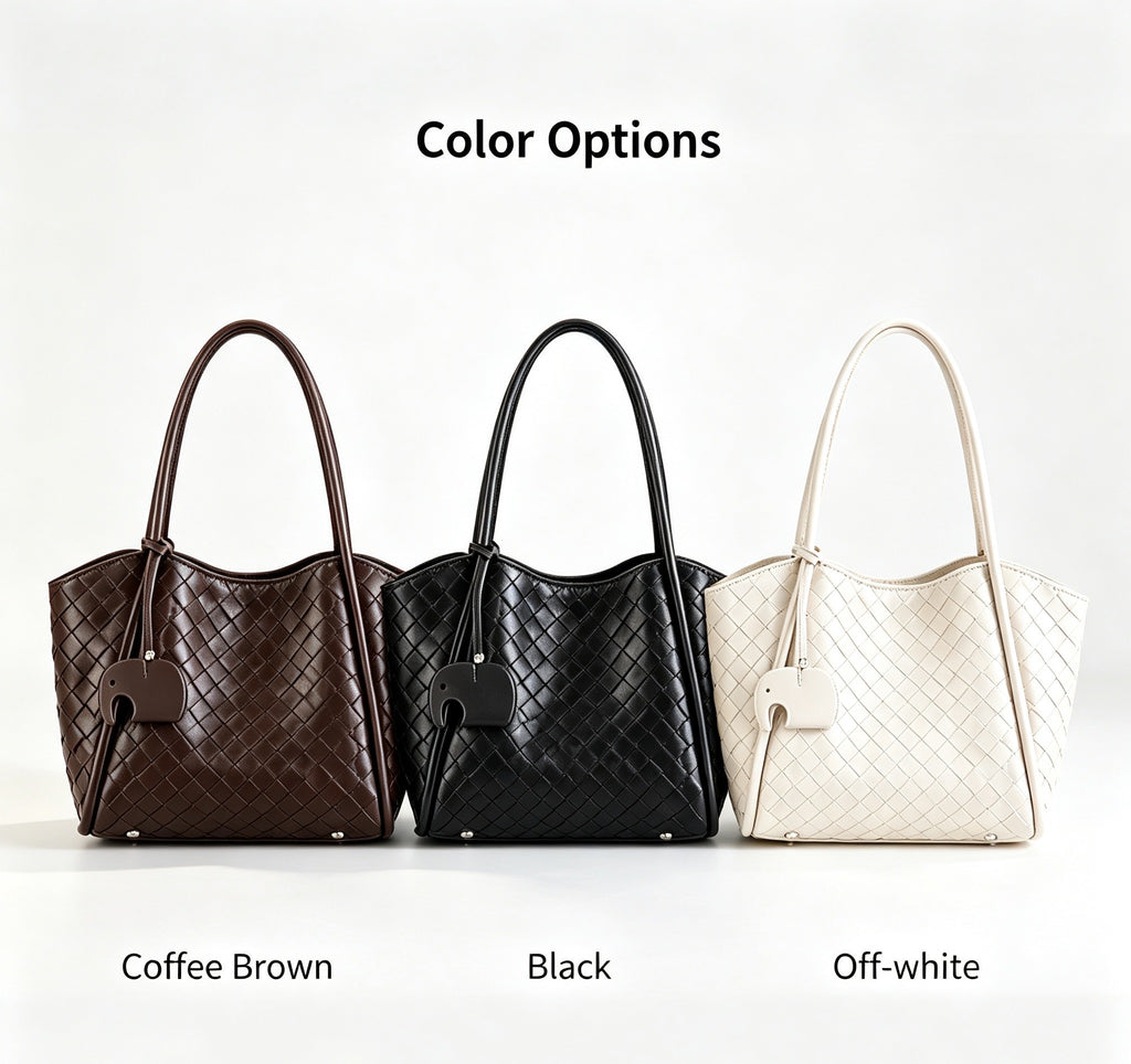 Woven Leather Tote with Detachable Strap