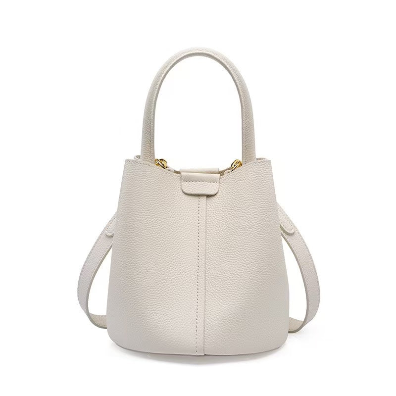 Leather Bucket Bag with Two Straps