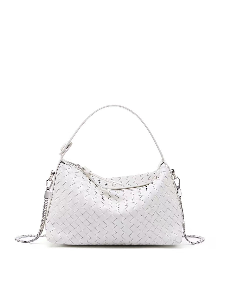 Woven Sheepskin Leather Hobo Bag