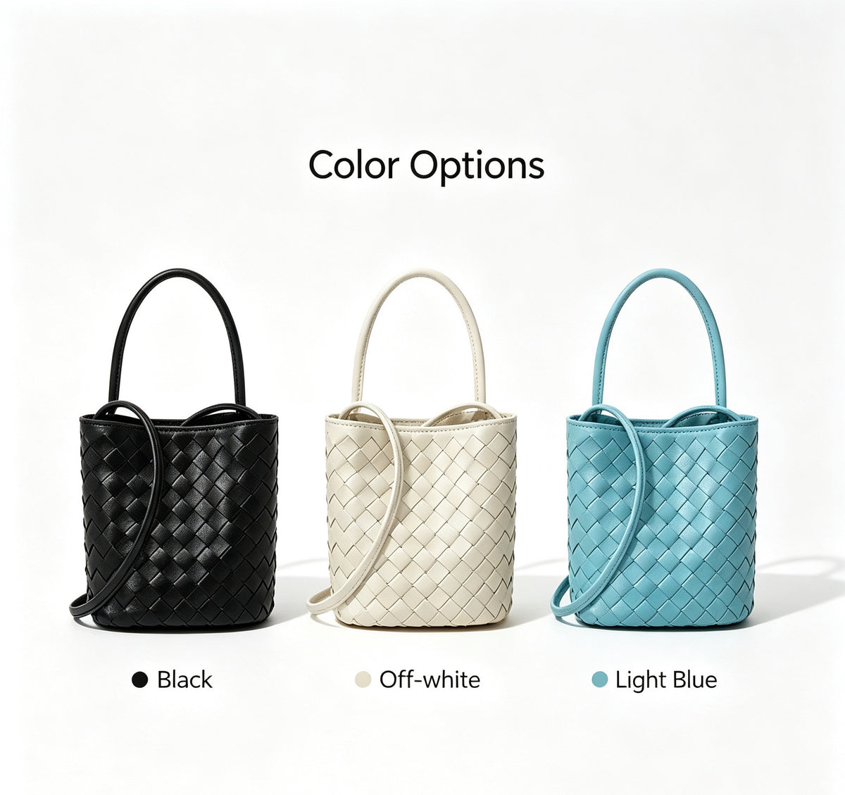 Woven Sheepskin Leather Mini Bucket Bag